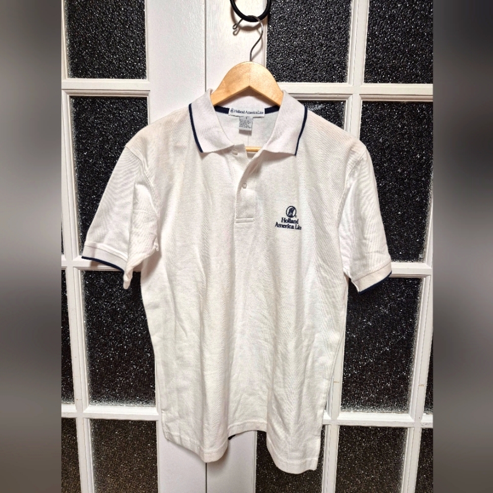 Holland America Line White Polo Collared shirt Small